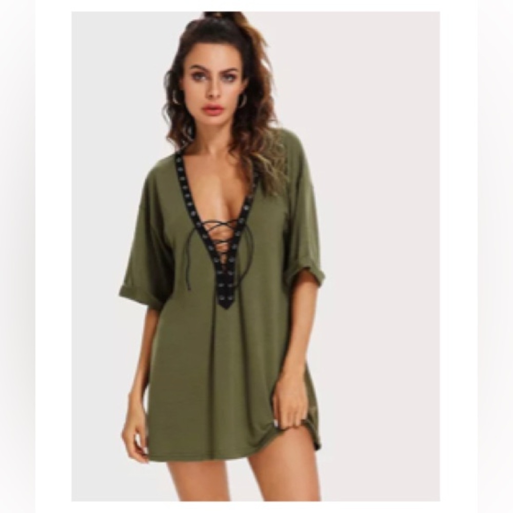 Lace-Up Mini Dress